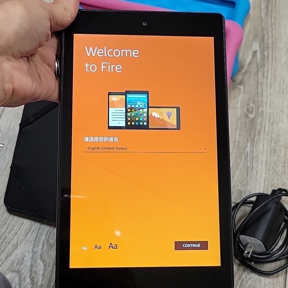 Amazon Fire Tablet with 2 Cases and a Headrest Holder - Picture 2 of 10
